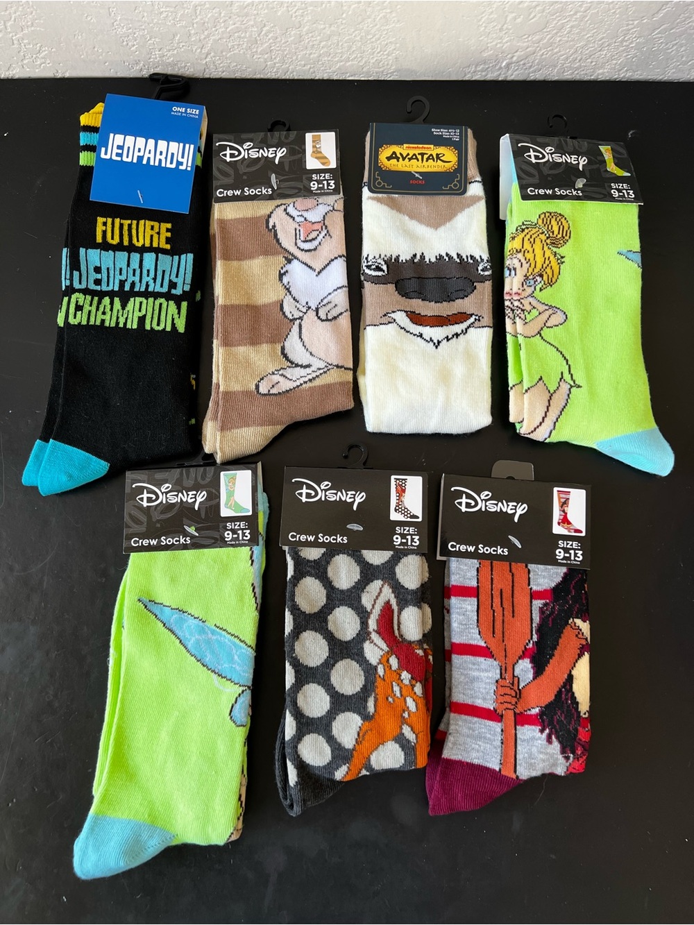 NWT Bulk Lot of 7 Pairs Men's Crew Socks - Disney, Avatar, Jeopardy, and more!
